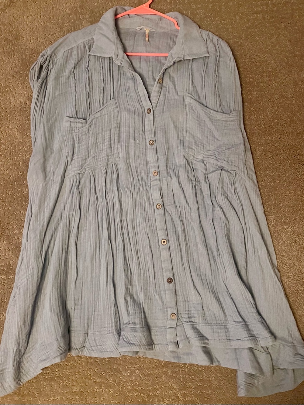 Free People Light Blue Gauze Button-Front Dress
